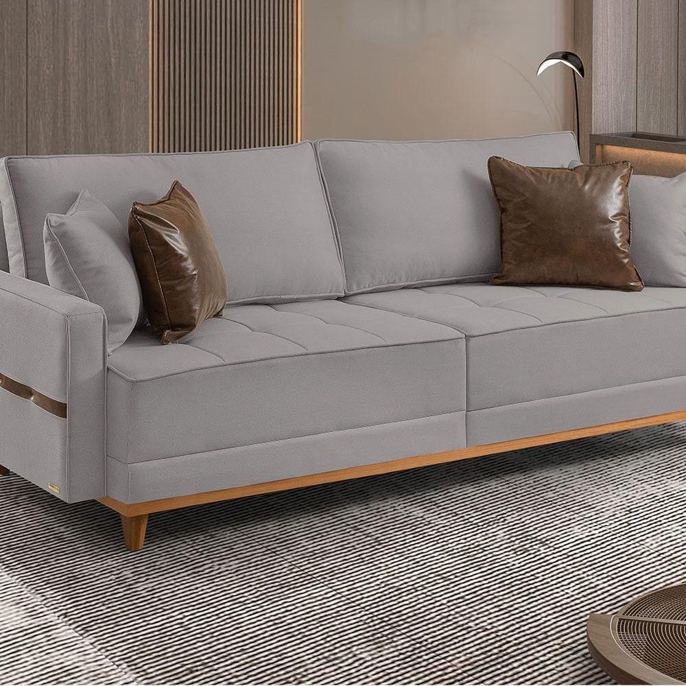 Sofá Fixo 6 Lugares M-203 2,60m Estofados Martins Cinza