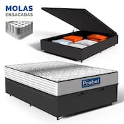 Cama Box Baú com Colchão de Molas Ensacadas Double Face Essence Probel Casal 138cm