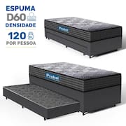 Cama Box com Colchão de Espuma D60 Double Face Guarda Costas Comfort Force Probel + Auxiliar de Espuma Unique Solteiro 88cm