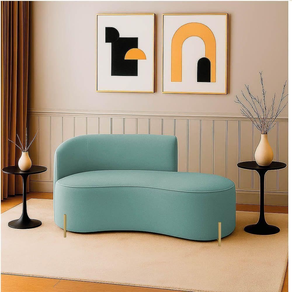 Sofá 2 Lugares Orgânico 140cm Pé Dourado Morgan Cotelê Ext/veludo D03 - D`rossi Cor Menta