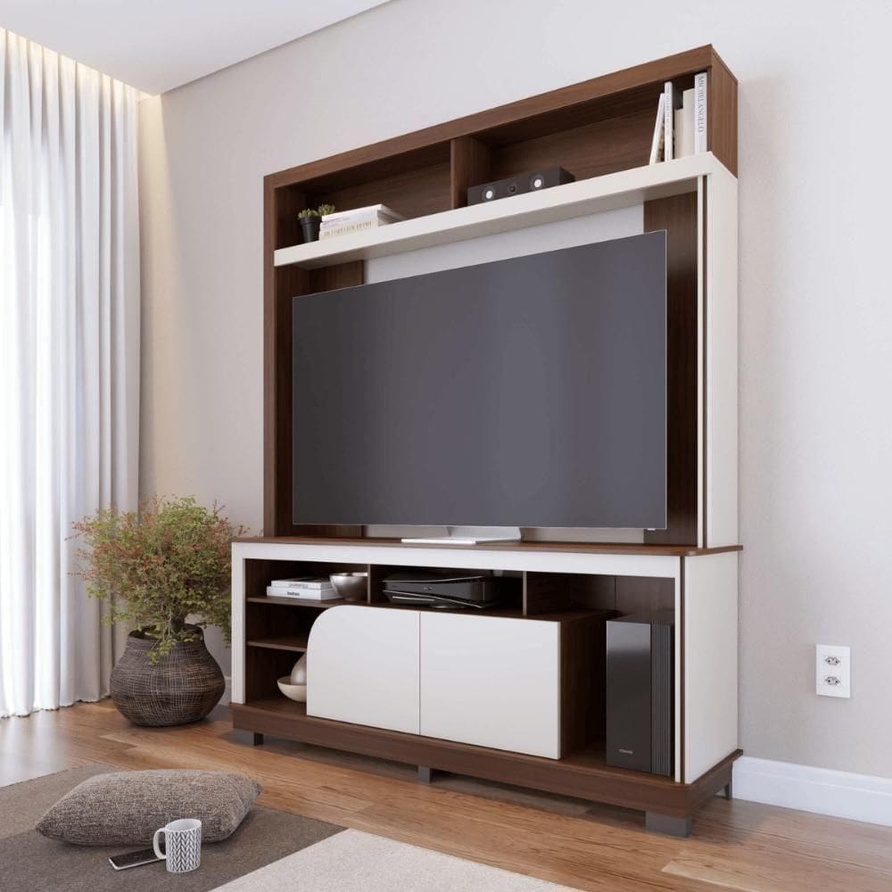 Estante Para Sala Nassau Nogueira Real Off White Matte