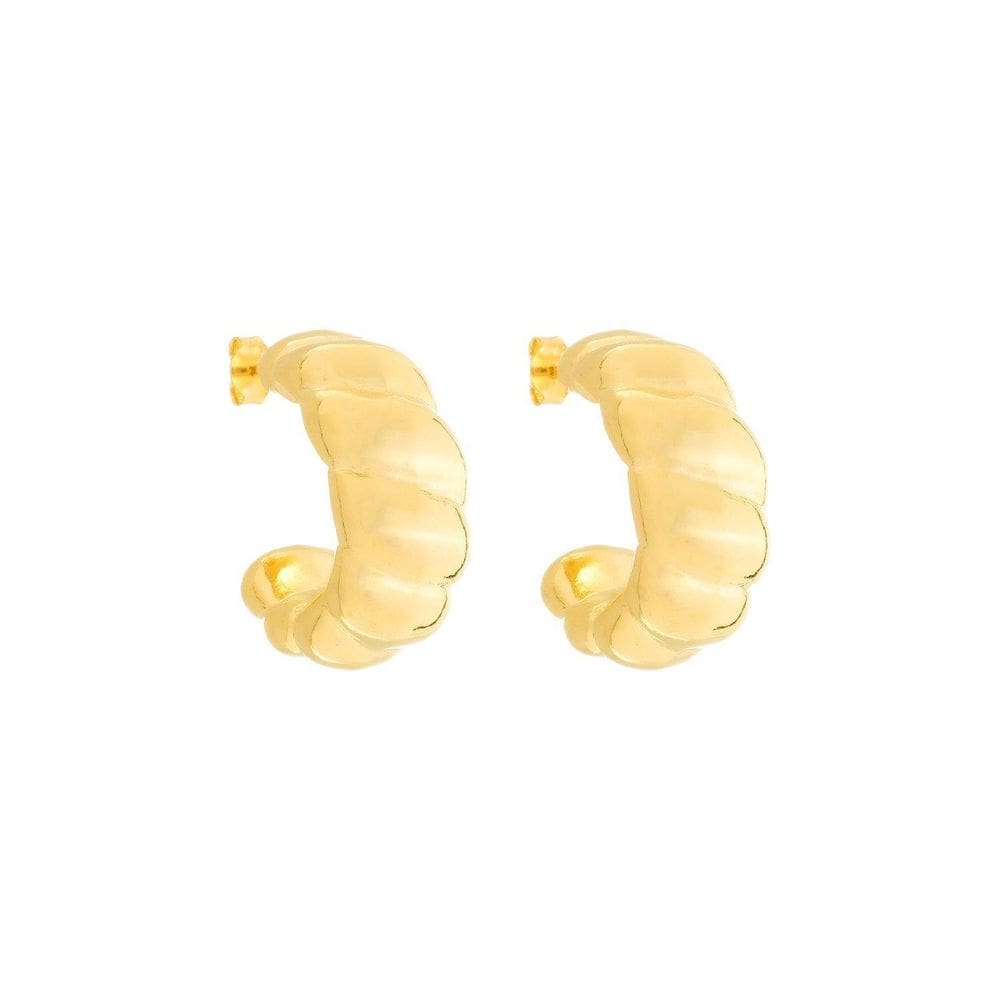 Brinco Dourado De Meia Argola Orgânico Arredondado