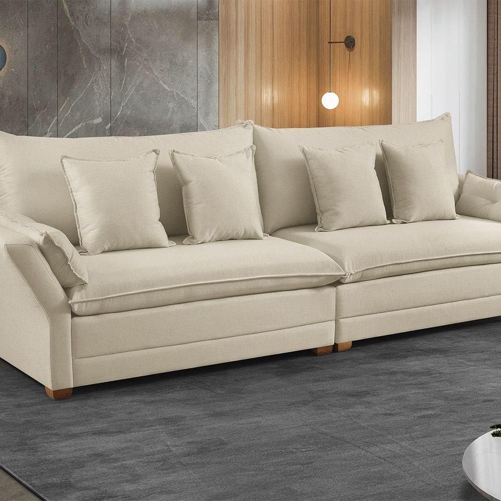 Sofá Fixo 4 Lugares M-198 2,50m Estofados Martins Creme
