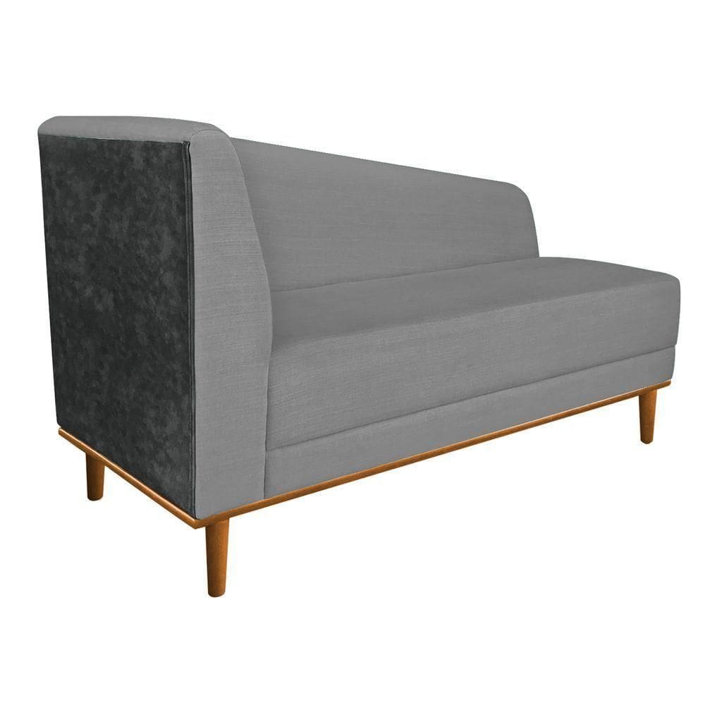 Recamier Monet Composê Corano Preto Com Linho Base De Madeira M11 - D`rossi Linho A26 Grafite