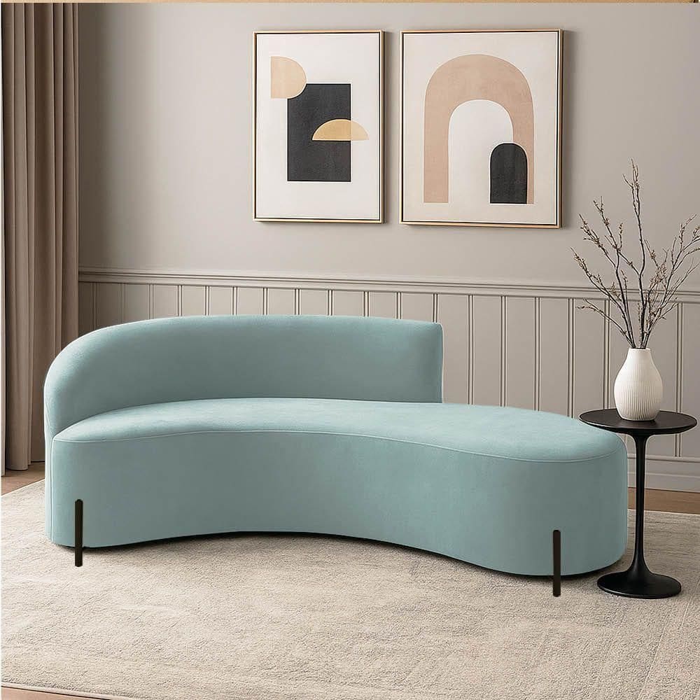 Sofá 4 Lugares Orgânico 220cm Pé Preto Morgan Cotelê Ext/veludo Menta D03 - D`rossi