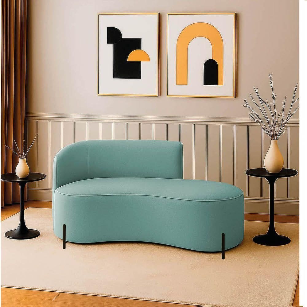 Sofá 2 Lugares Orgânico 140cm Pé Preto Morgan Cotelê Ext/veludo D03 - D`rossi Cor Menta