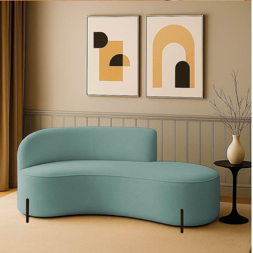 Sofá 2 Lugares Orgânico 160cm Pé Preto Morgan Cotelê Ext/veludo D03 - D`rossi Cor Menta