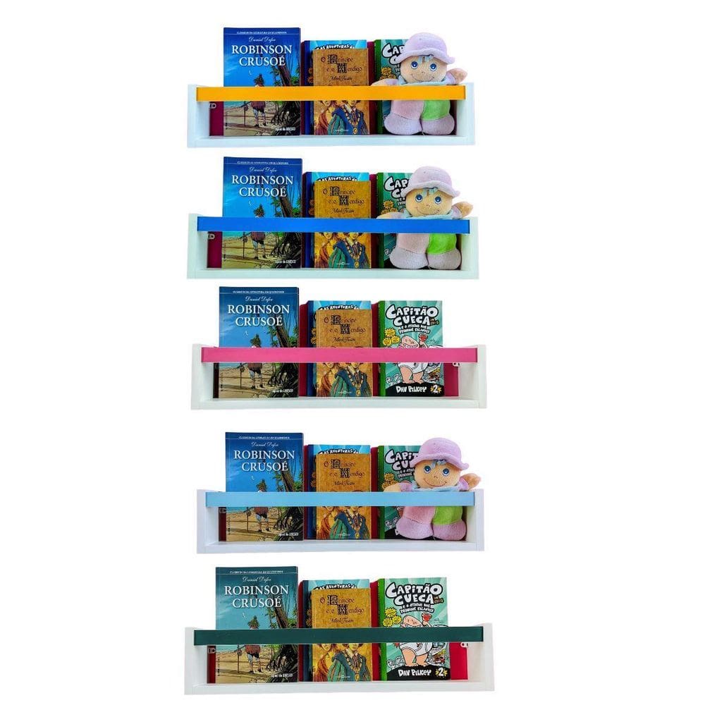 Prateleira Revisteiro Infantil Mdf Colorido Nicho Parede