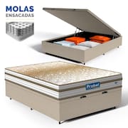 Cama Box Baú com Colchão de Molas Ensacadas Double Face Pillow Euro Alfa Probel Casal 138cm