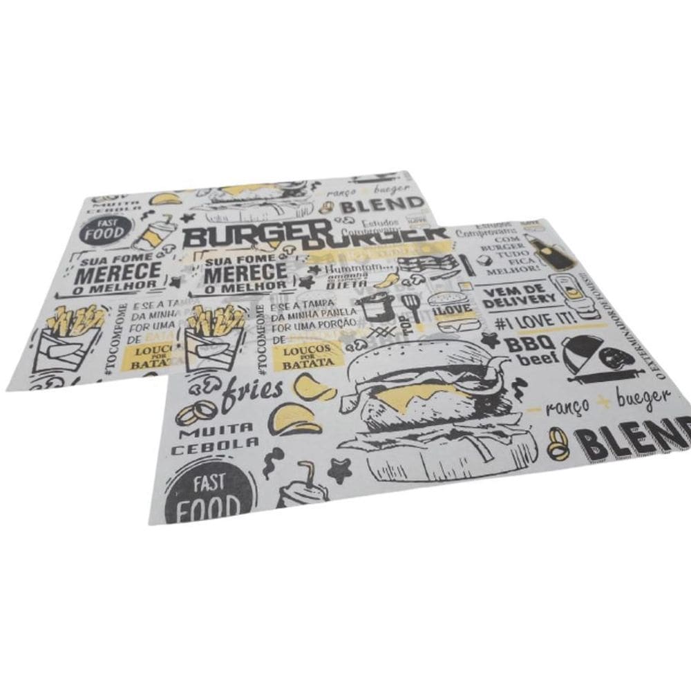 Papel Manteiga Acoplado Embalar Frios Hamburguer 100Un