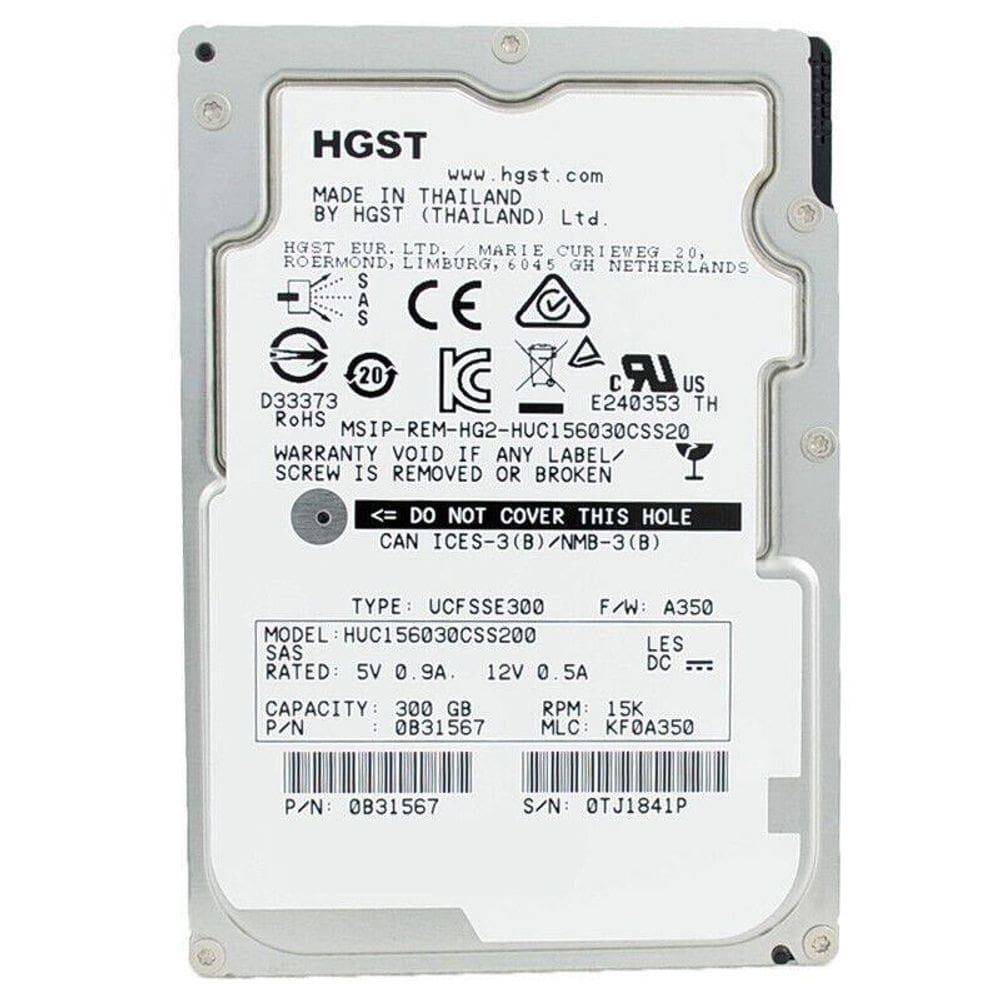 Hd Sas HGST 300GB 15K 2.5 HUC156030CSS200 - 1 Ano