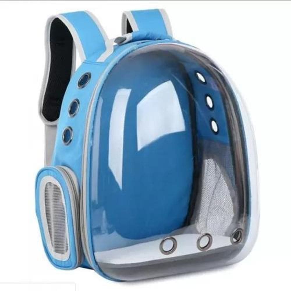 Mochila Pet Visão Panorâmica Astronauta Dog Gato Cão - Azul