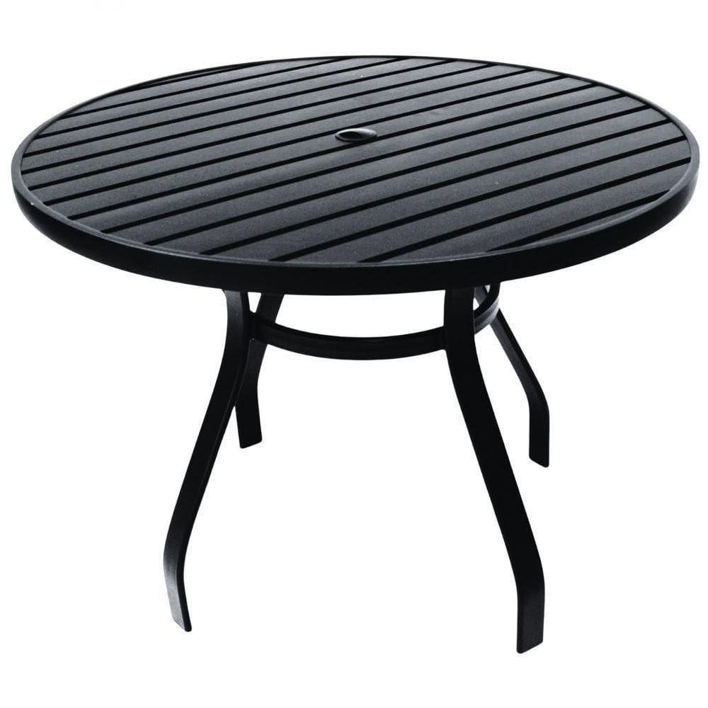 Mesa 1,20m Ripada Alumínio Resistente área Externa Piscina Jardim Jantar Preto