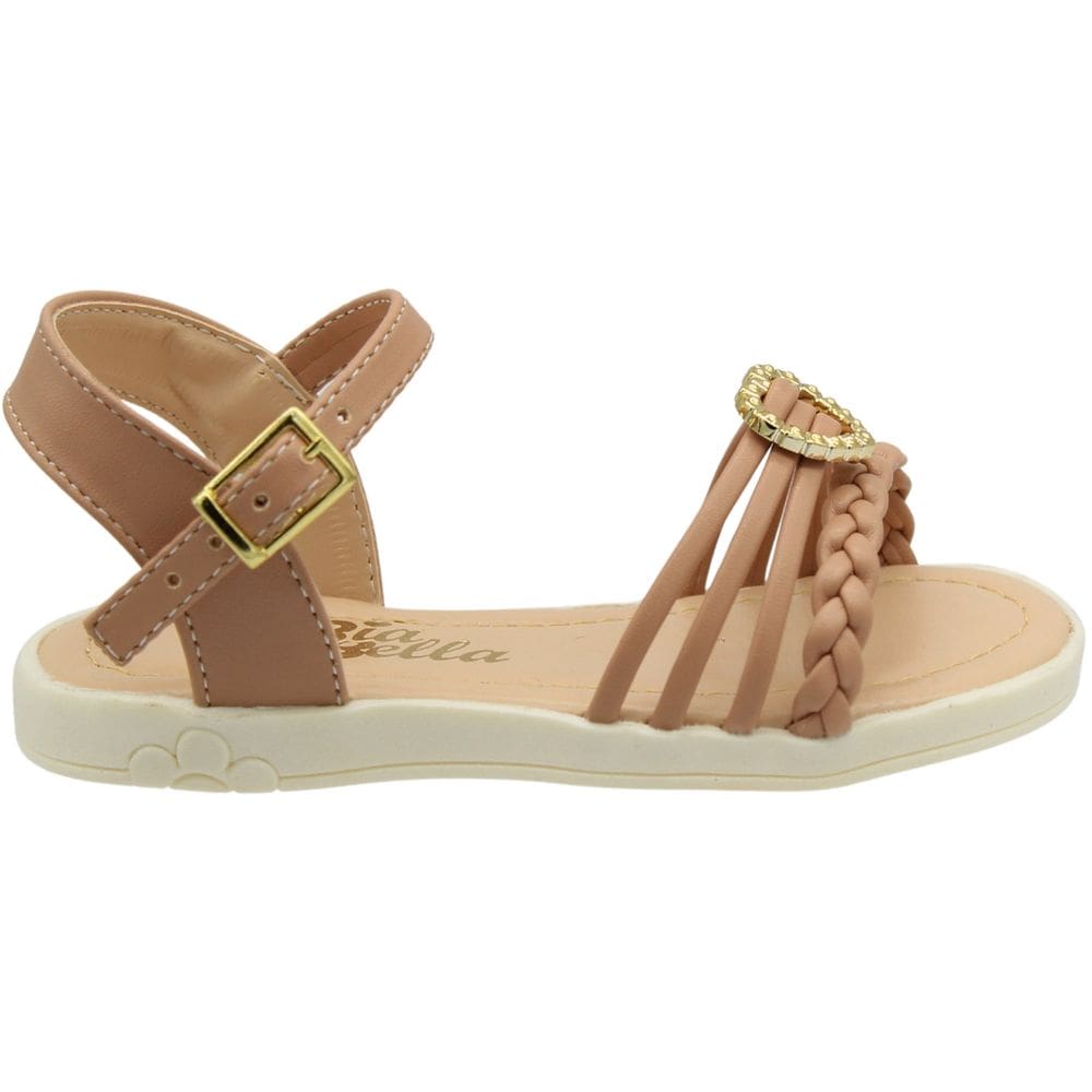 Sandália Rasteira Infantil Bia Bella Aplique Coraçãozinho Menina