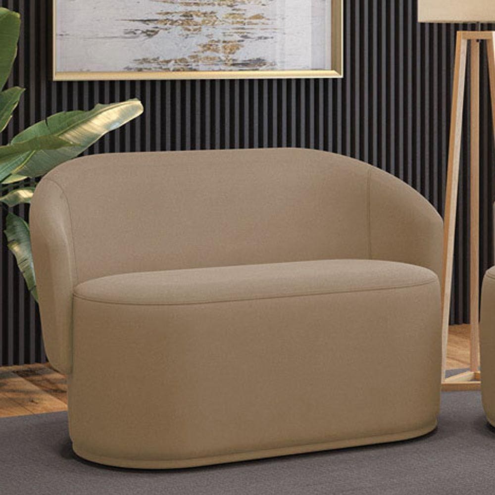 Sofá 2 Lugares Namoradeira Orgânica Para Sala Malu Suede M11 - D`rossi Cor Marrom Rato