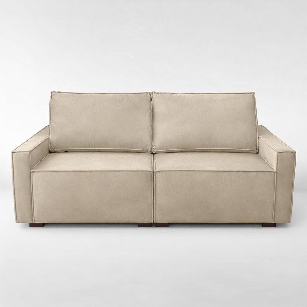 Sofá 2 Metros Contemporâneo Sala Estar Luxo Moderno Suede Capuccino