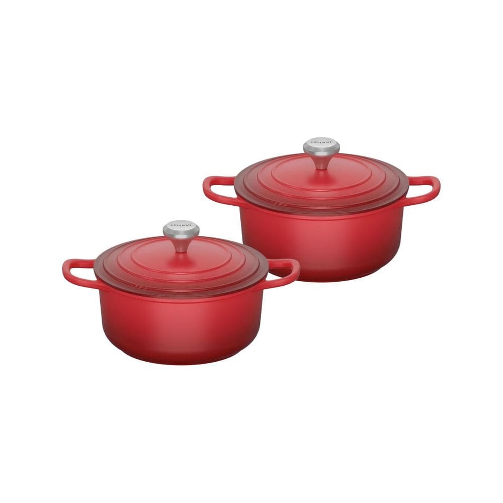 Kit Conjunto Caçarola Lehavi Florença Revestimento Ceramico Indução Vermelha 4,5L + 4,5L