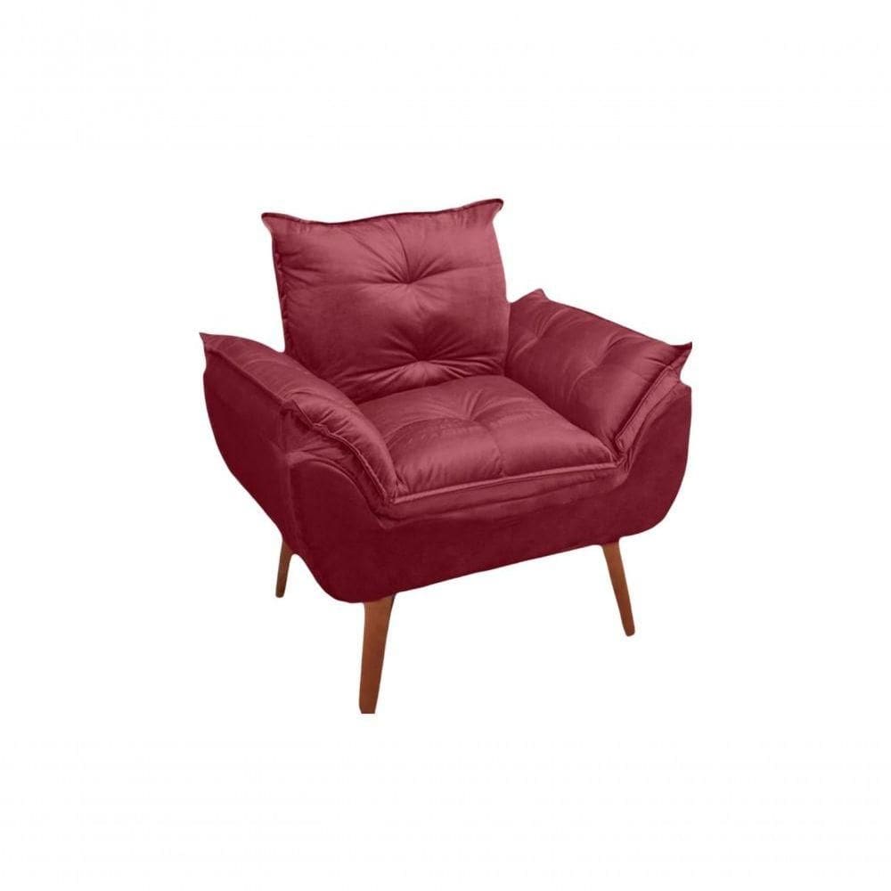 Poltrona/cadeira Decorativa Glamour Com Pés Quadrado Vinho / Bordô