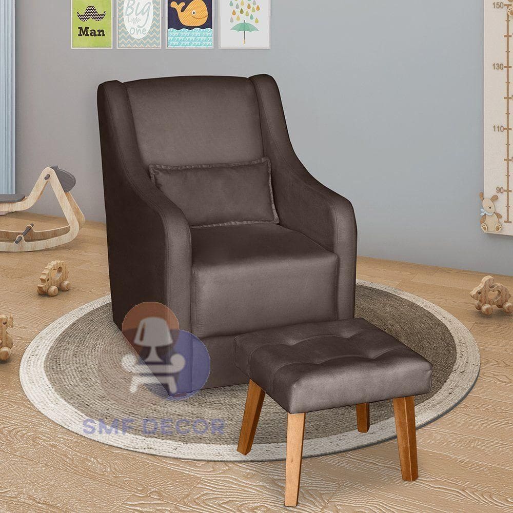 Poltrona Para Amamentação Glamour Com Puff E Almofada Marrom