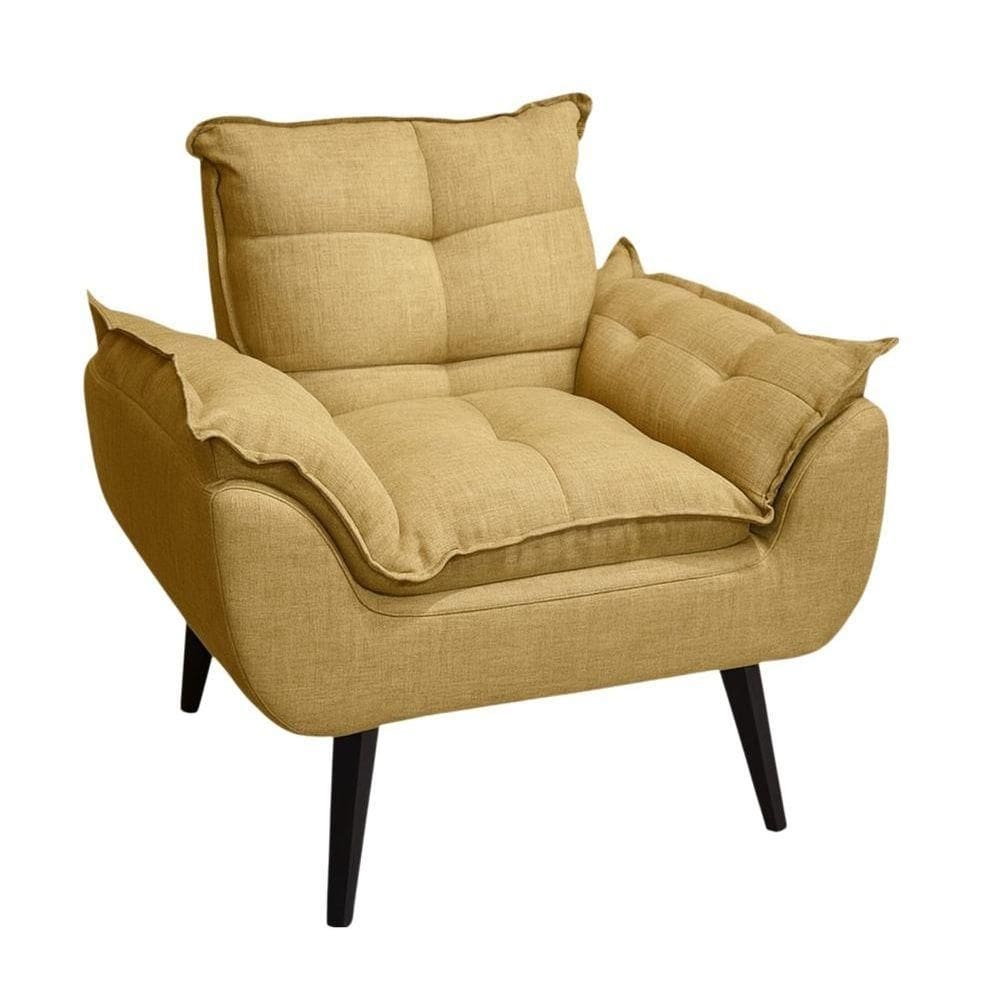 Poltrona/cadeira Decorativa Glamour Com Pés Quadrado Palha