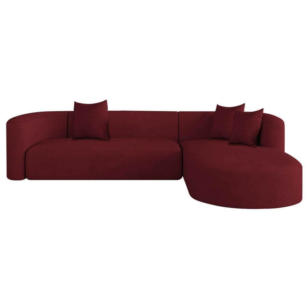 Sofá Modular Celinne Luxuoso Sala De Estar Decoração Luxo 265cm Suede Suede Bordô