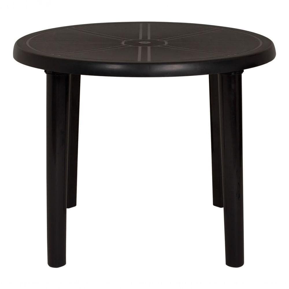 Mesa Plástica Redonda Demontável Mor Preta E Branca Cor Preto