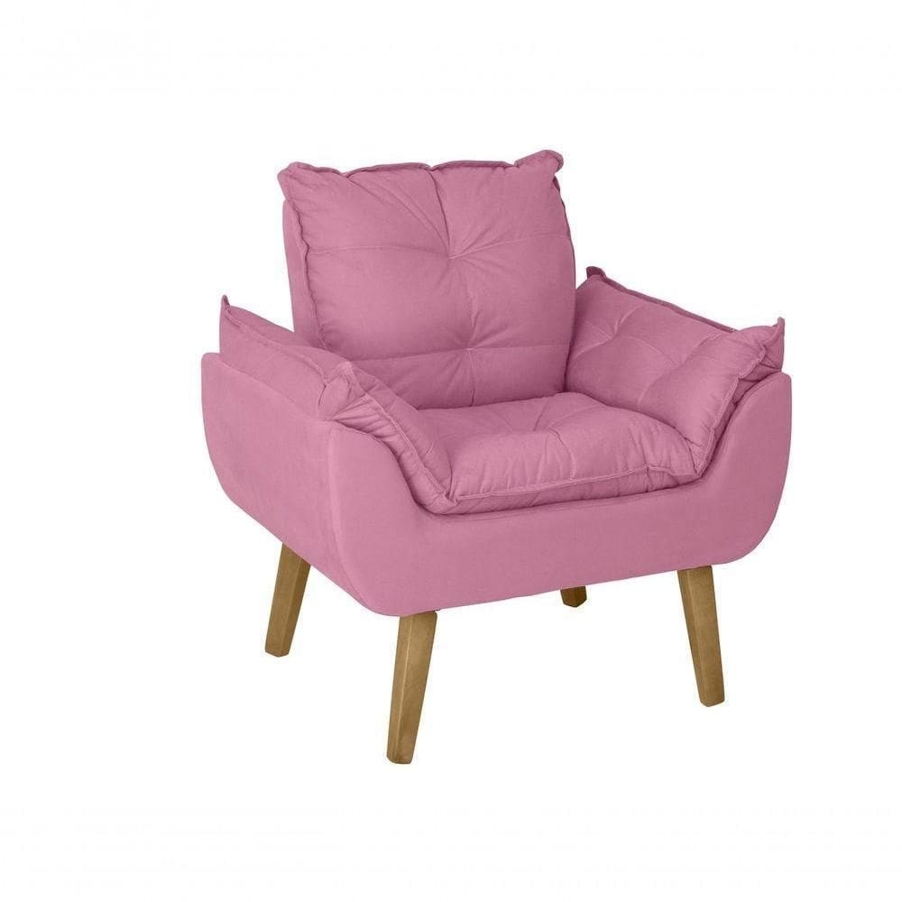 Poltrona/cadeira Decorativa Glamour Com Pés Quadrado Rosê