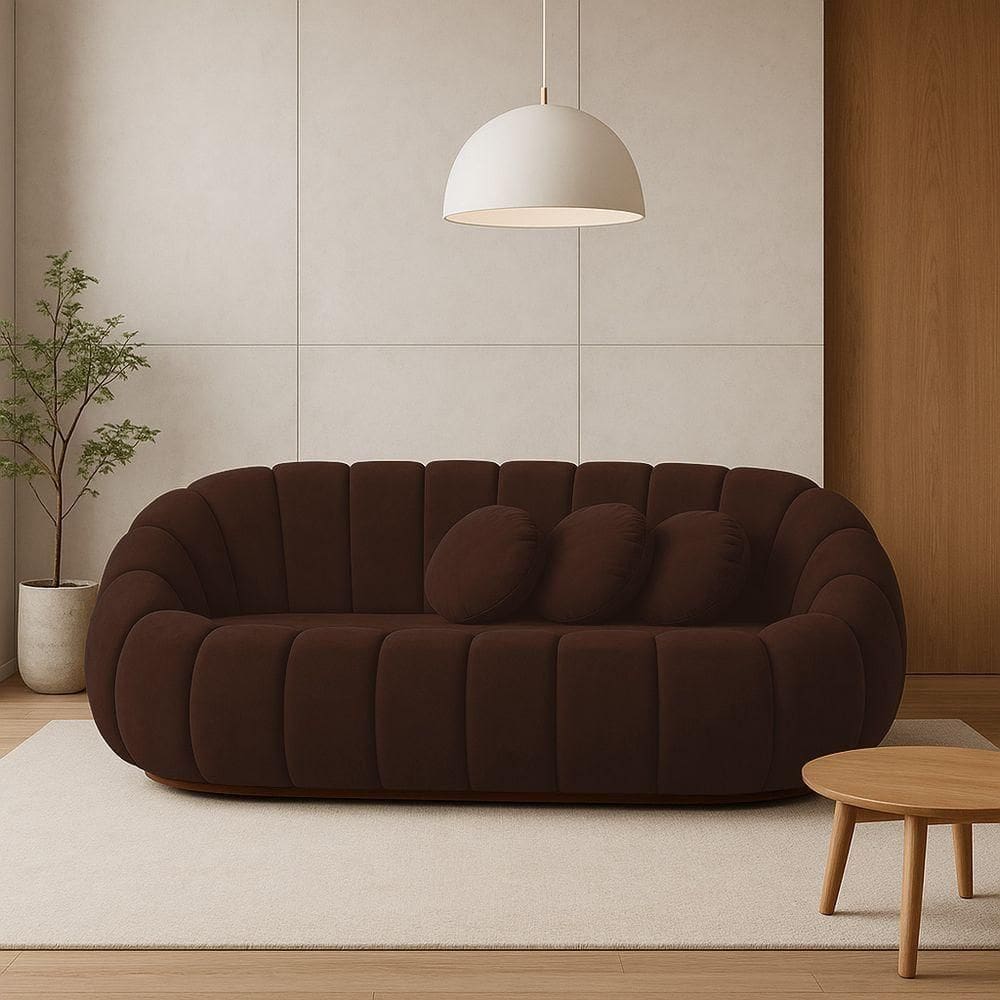 Sofá 2 Lugares Orgânico Para Sala Cloud Bouclê Marrom E03 - D`rossi