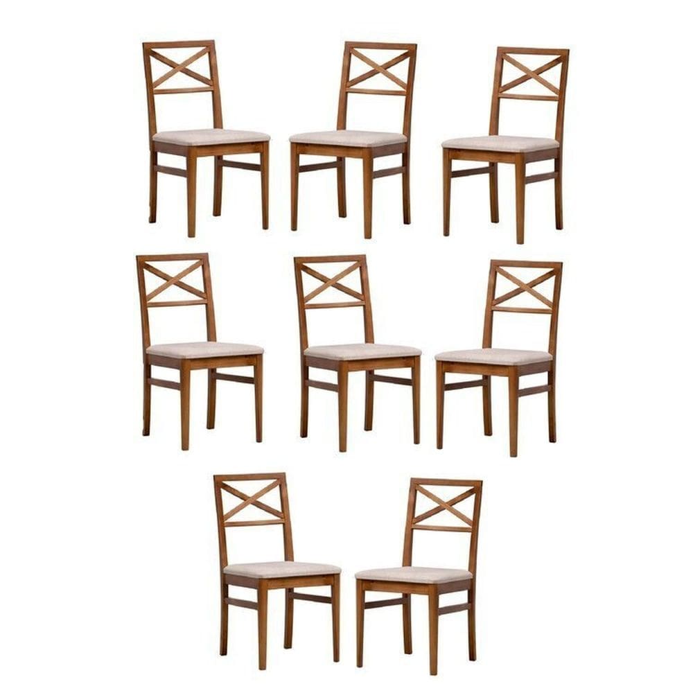 Kit 8 Cadeira Estofada Primavera Cabecasa Madeiraoriginals Marrom