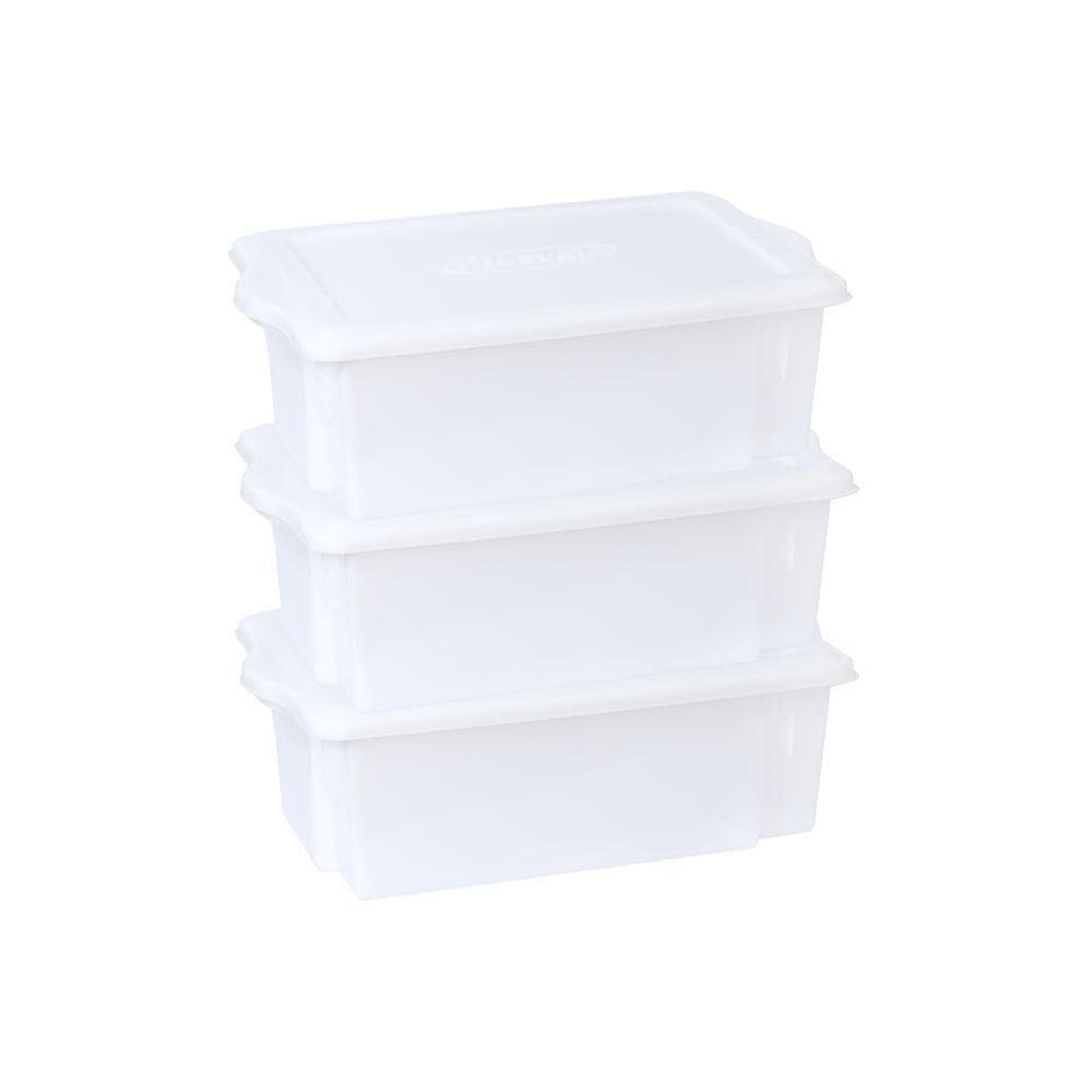 Kit 3 Caixas Para Cozinha Empilháveis 24,5l Branco