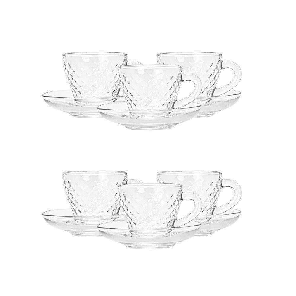 Kit Conjunto 6 Xícaras Com Pires 90ml - Plasvale Transparente