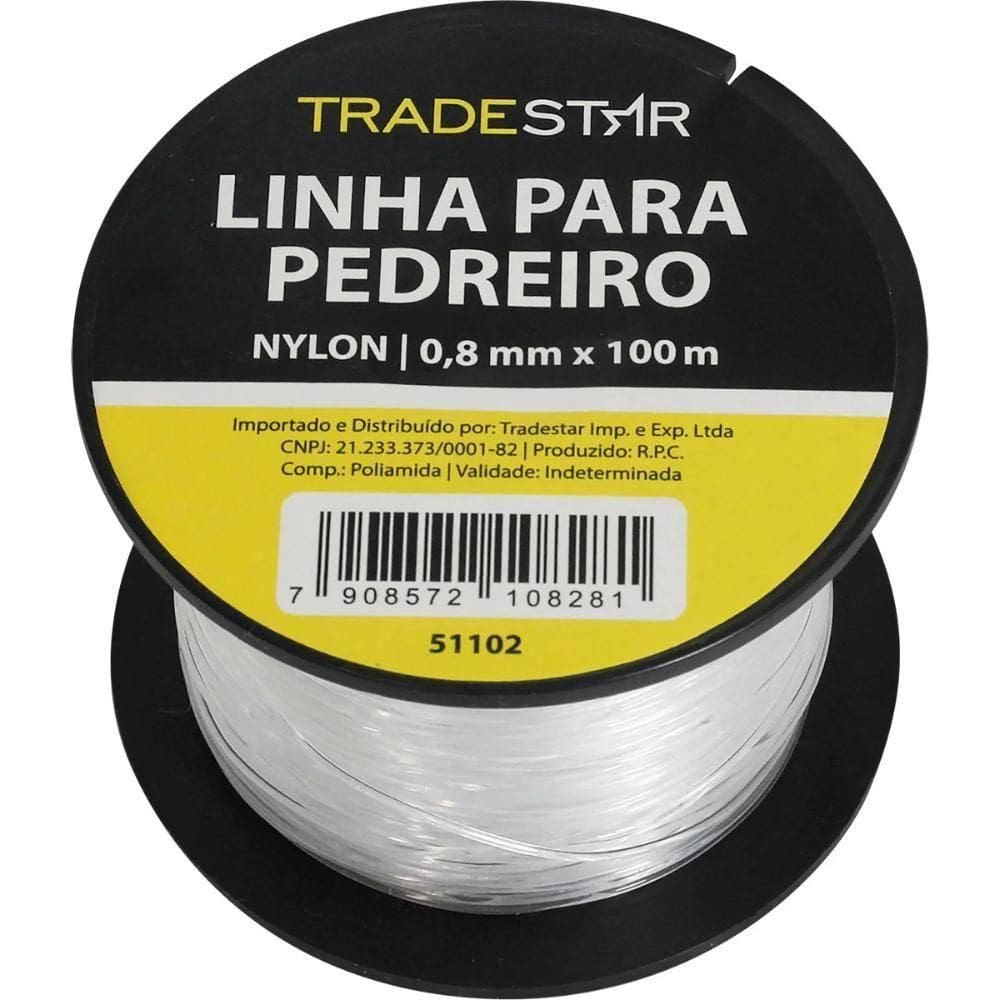 Linha Pedreiro Nylon 0,8 Mm 100 Metros Transparente Tradestar
