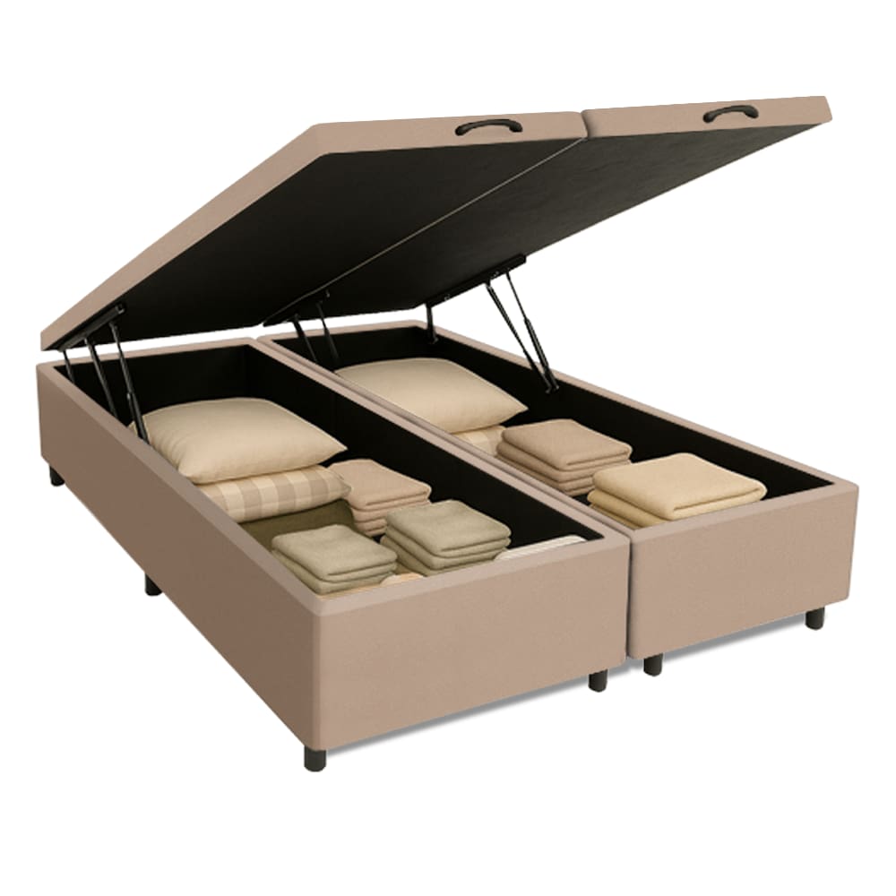 Cama Box Com Baú Queen 1,58m Prince Suede Bege