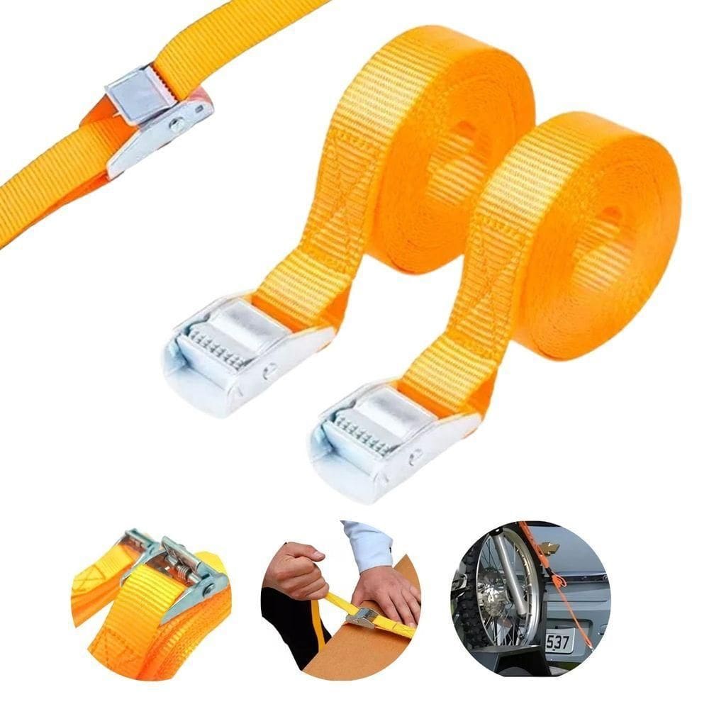 Kit Com 2 Cintas De Amarração Com Catraca Fixação De Cargas