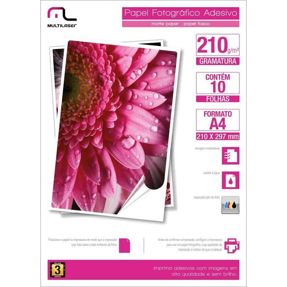 Matte Paper Adesivo C-210 Gr Tam. A4 C- 10 Fls - Pe007