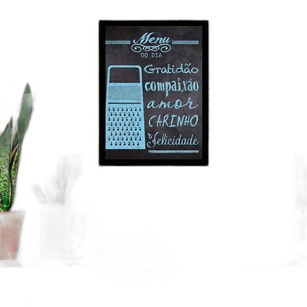 Quadro Menu Do Dia: Gratidão E Amor 24X18 Com Vidro - Preta