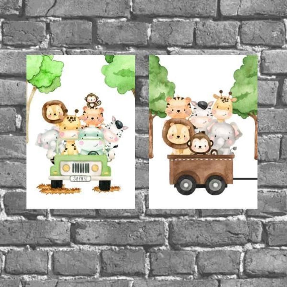 Kit 2 Placas Decorativas Infantis Safari 18X27Cm