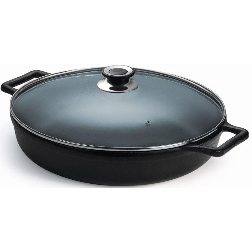 Frigideira Paella 36cm Tampa Vidro Alça Ferro Panela Mineira