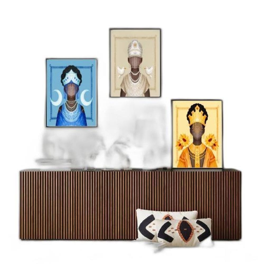 Kit Composição 3 Quadros Orixás- Iemanjá Iansã Oxalá 45X34Cm