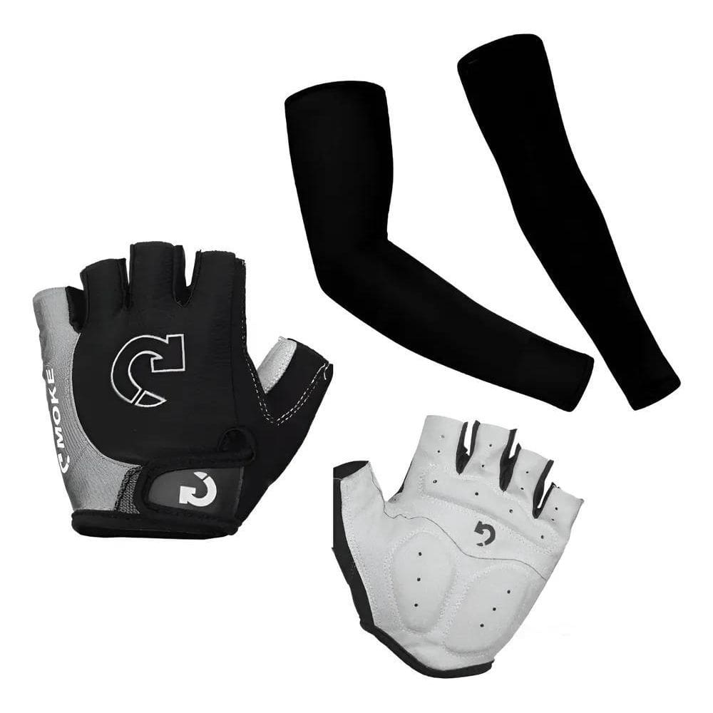 Luva Bike Meio Dedo Ciclismo Manguito Manga P Preto Gg