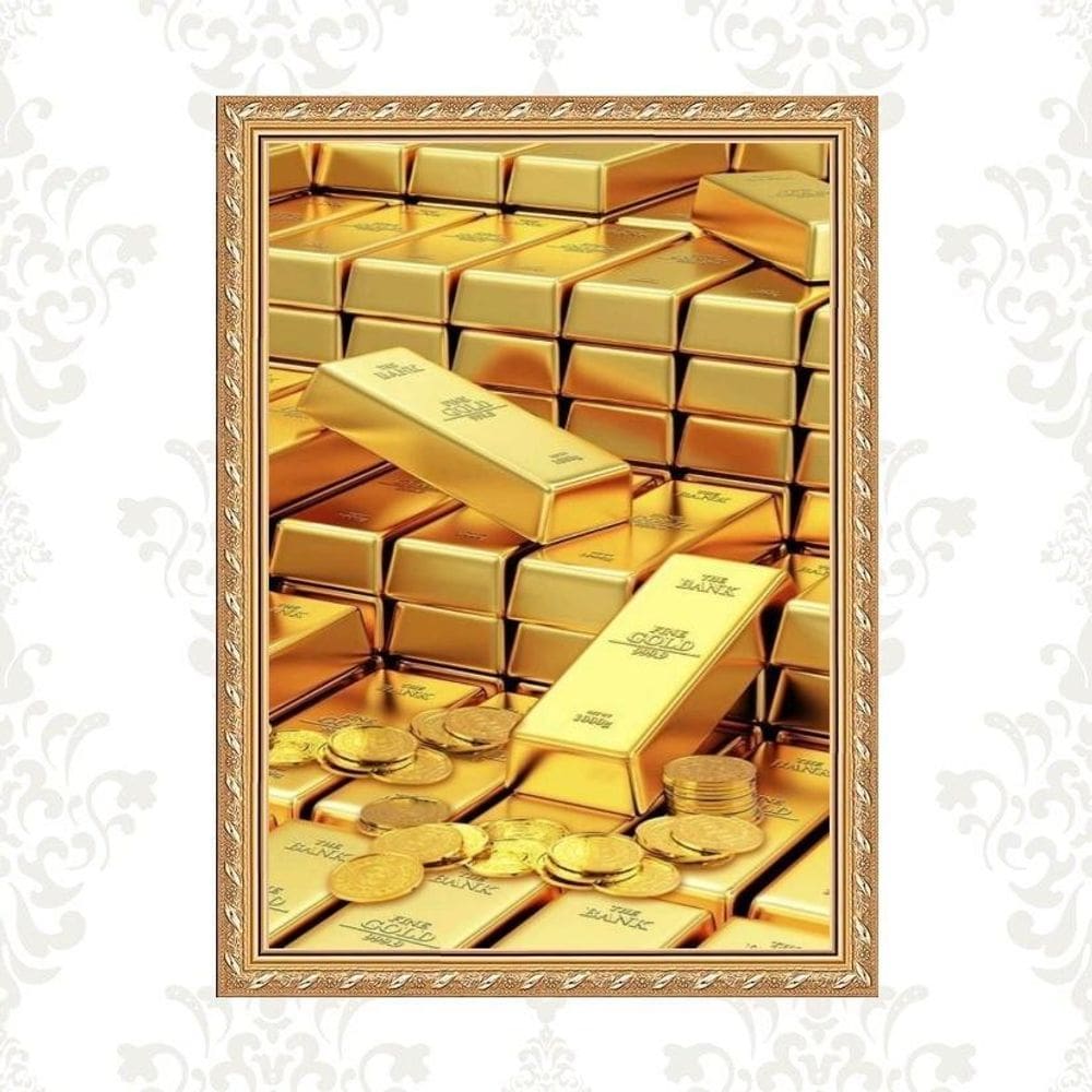 Quadro Moldura Dourada Arquétipo Riqueza - Ouro 24X18Cm