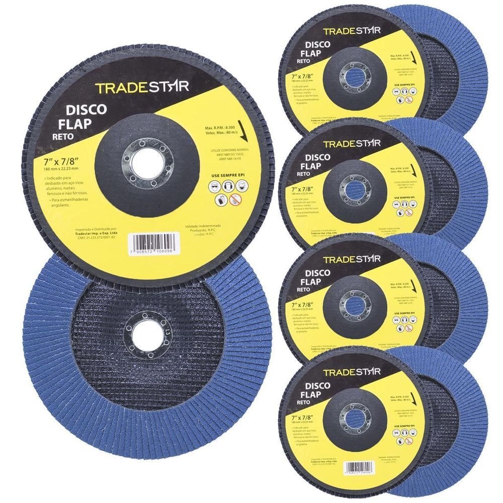 Kit Disco De Lixa Flap 7 Pol Grão 120 Lixadeira 10 Un Reto