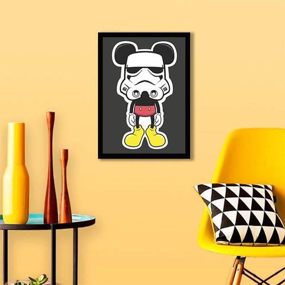 Quadro Decorativo Mickey Star Wars 34X23Cm - Moldura Branca