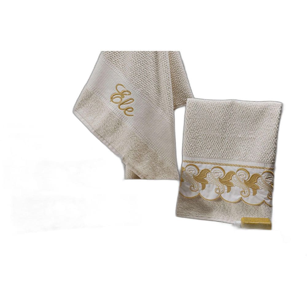 Jogo Banho Noblesse Luxo Palha Com Bordado Mostarda 5 Peças