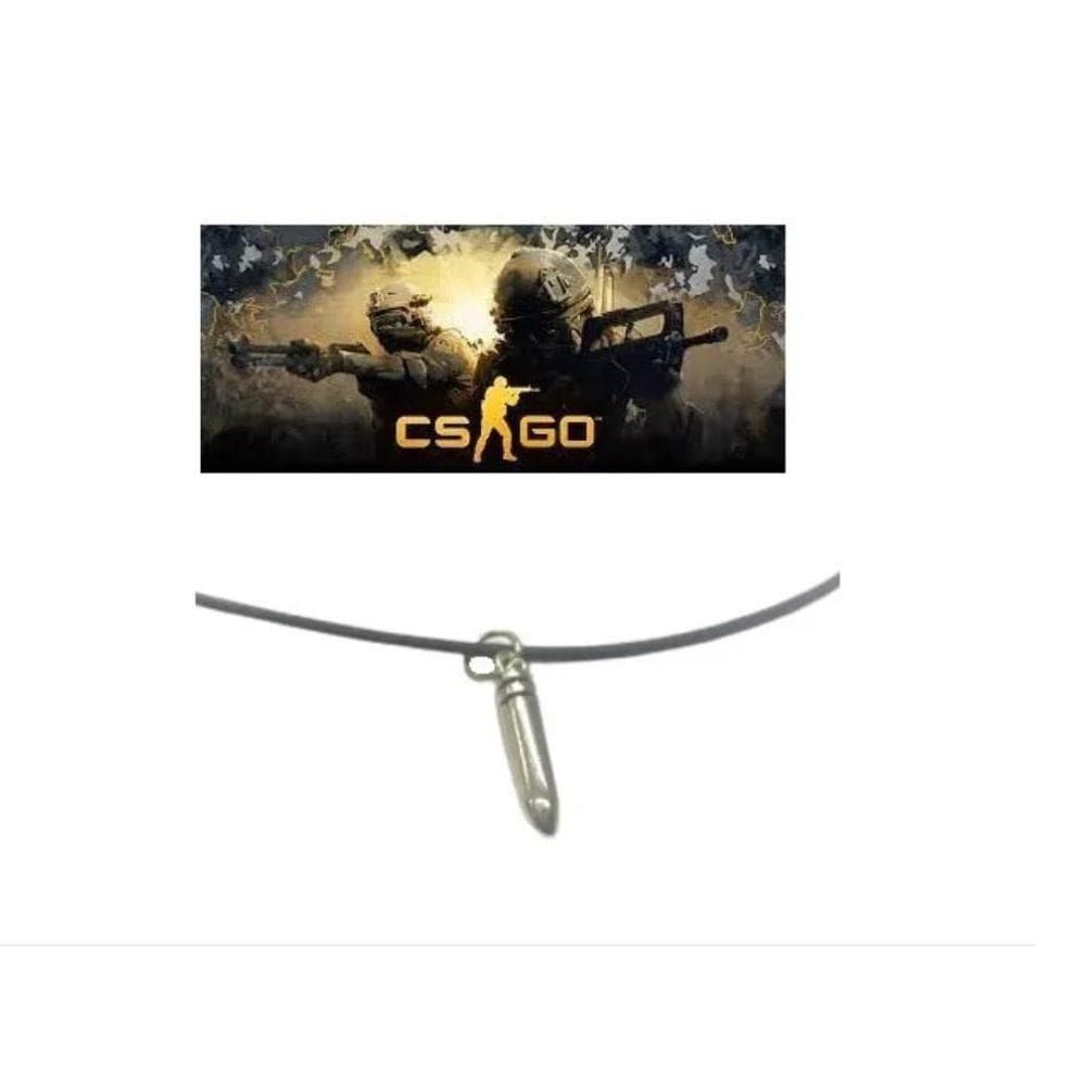 Colar Corrente Pingente Game Jogo Cs Go Prata