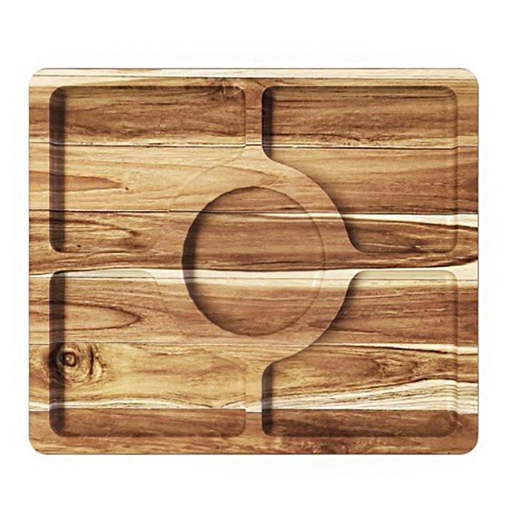 Petisqueira Madeira Teca 5 Divisórias Petiscos Churrasco