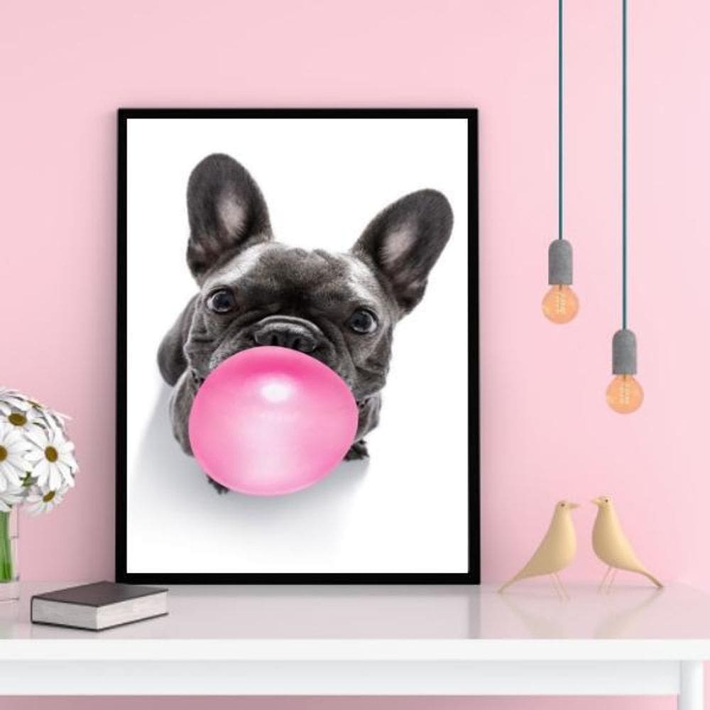 Quadro French Bulldog Bubble Gum 33X24Cm