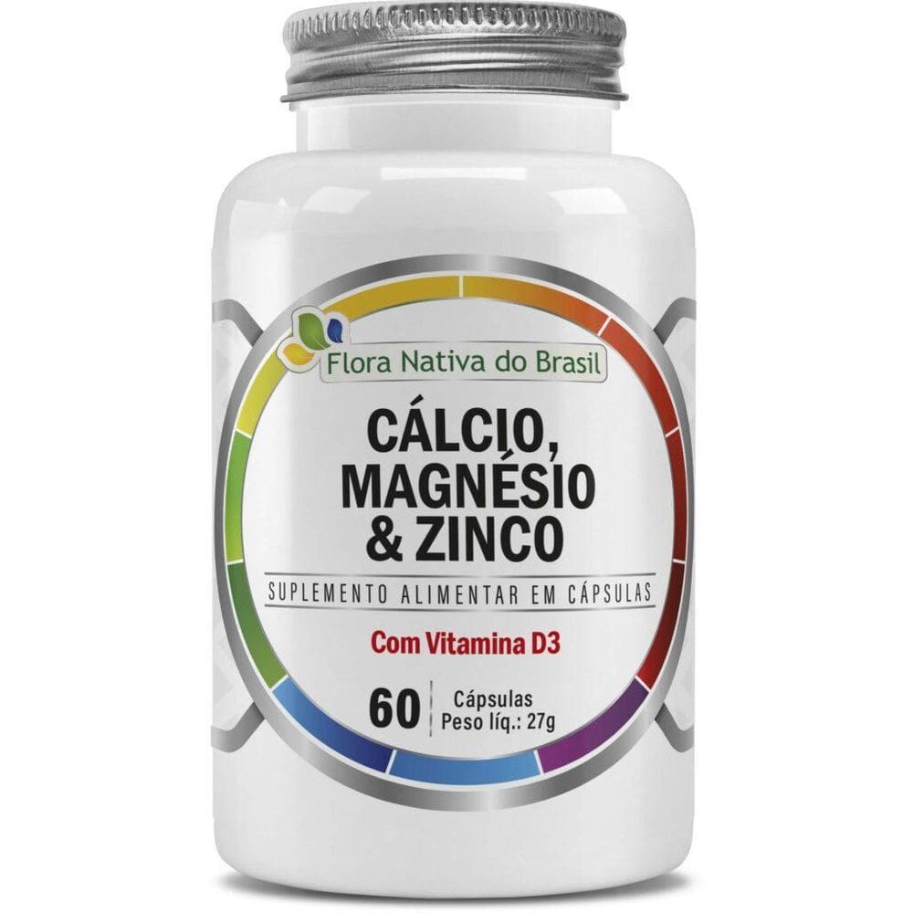 Calcio, Magnésio, Zinco Vitamina D3 60 Capsulas Flora Nativa