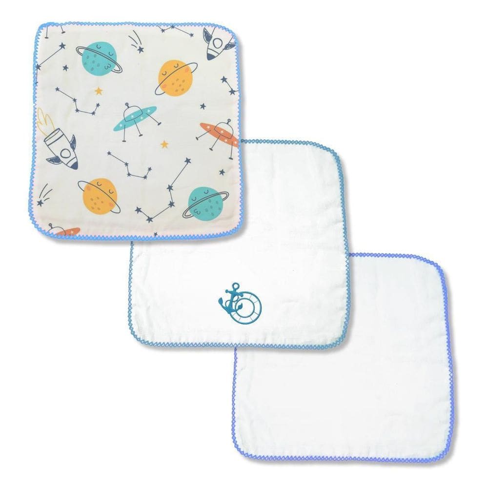 Kit 3 Fraldas De Boca Quadriculadas Com Crochê Masculino