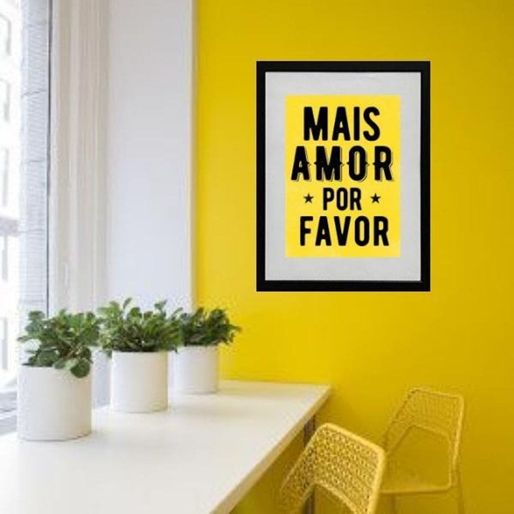 Quadro Mais Amor Amarelo - 60X48Cm